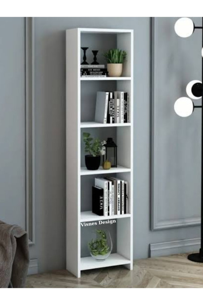VISNES 6 Raflı Dekoratif Kitaplık Ofis Kitaplığı Evrak Dolabı Kitap Rafı
