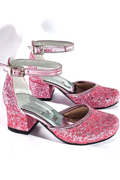 BDKButik Glitter Detailed Children's Heeled Evening Shoes - Short Heeled