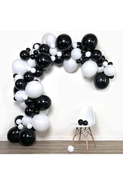 BALON DİYARI 15 Pieces Black - White - Balloon, Matte Quality Balloon Set