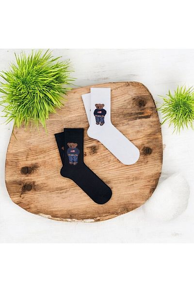Mono Socks Mono-Socks - 2 Pack Teddy Bear Cotton Socks