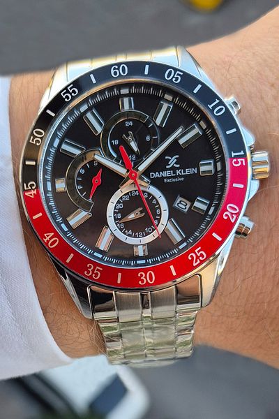 Daniel Klein Exclusive Dual Time Waterproof Men's Wrist Watch - with 12/24 Hours Calendar