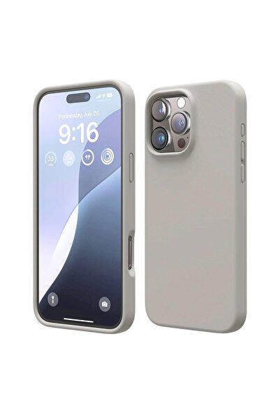 HANPORIUM Apple iPhone 16 Pro Compatible Silicone Case - Pastel Color Tone Flexible Full Protection Cover - Gray
