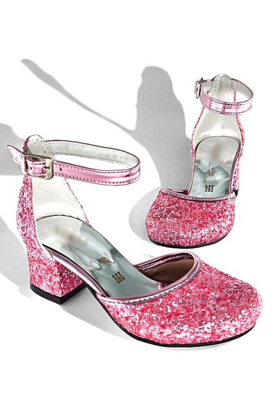 BDKButik Glitter Detailed Children's Heeled Evening Shoes - Short Heeled