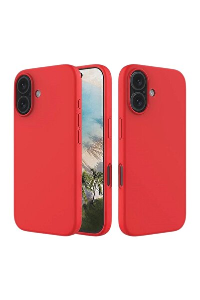 HANPORIUM Apple iPhone 16 Compatible Silicone Case - Pastel Tint Flexible Full Protection Cover - Red