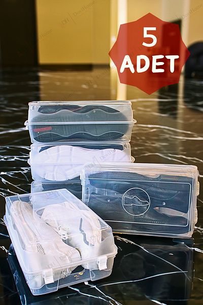 DOVİHOME Кутия за мъжки обувки с 5 части - голяма, стерилна, прозрачна, органайзер за съхранение