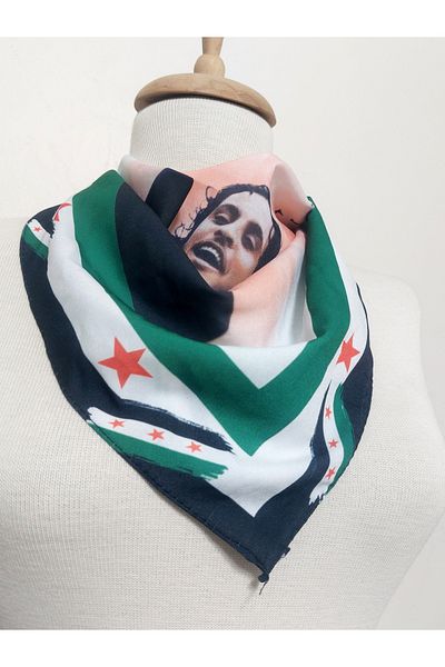 amirat Syrian Flag Scarf 45X45 Anti-Slip Crepe Vibrant Colors