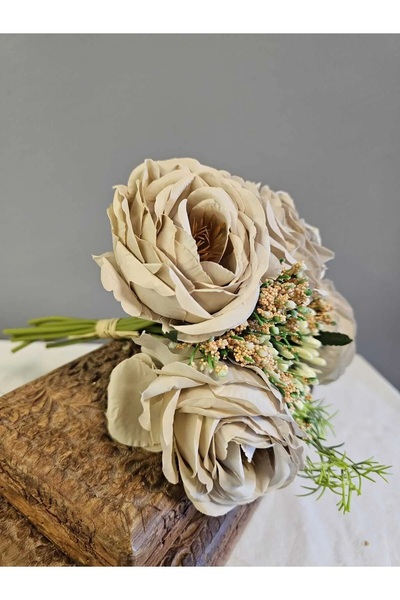 YAPAY ÇİÇEK DERYASI VİZON  Gelin Eli Gül Buketi Aranjmanlı El Buketi Nikah Kı...