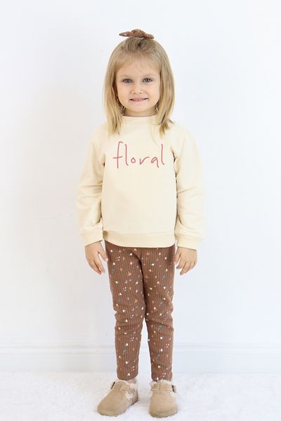 Pijamella Girls' Embroidered 2-Piece Set Oversize Sweatshirt Top-Lycra Leggings