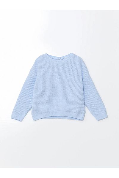 LC Waikiki LCW Kids Blue Crew Deck Pulover Tricotaj pentru fetiță