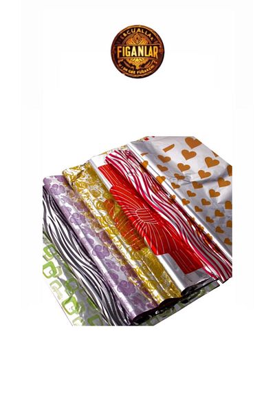 figanlar ambalaj 50 Pieces 40X60 New Year's Gift Package with Tape Adhesive Metallized Shiny Large Size