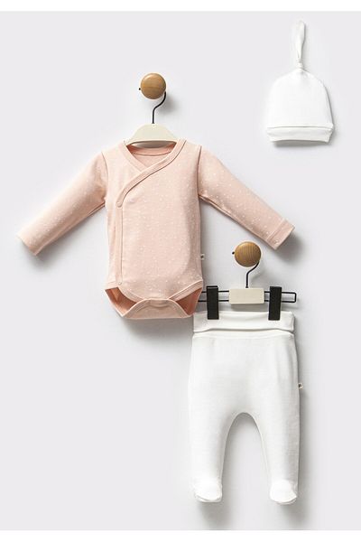 Moi Noi Baby Girl's Set 100% Cotton Body Pant Hat Set of 3
