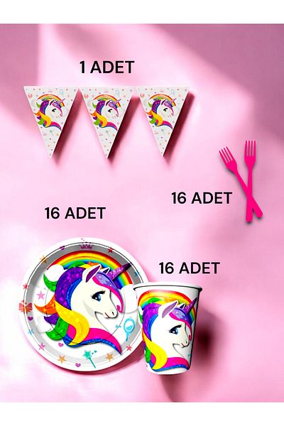 VibeHome Unicorn Themed S Pack for 16 - Birthday Party and Fun Events