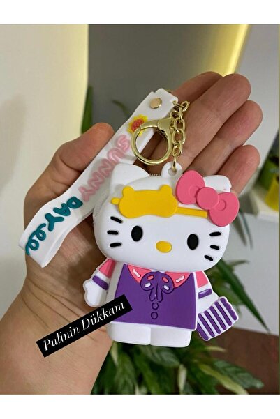 Tasarım Hello Kitty Figürlü Silikon Cüzdanlı Anahtarlık , Çanta Aksesuarı Ve ...