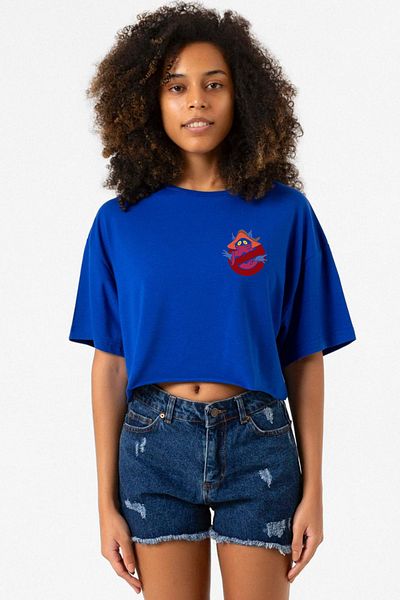Tshirthane He Man Ghostmasters Logo Blue Women's Crop Tshirt