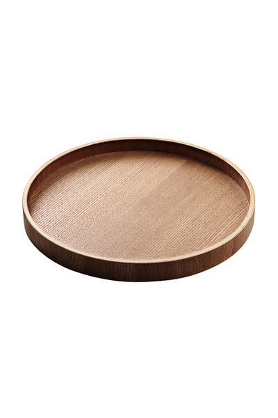 Generic صينية دائرية عالية الجودة من الخيزران باللون البني