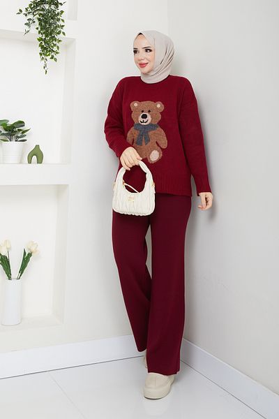 Pamuk Butik Γυναικείο Σετ Πλεκτό Διπλό Πλεκτό με Παντελόνι