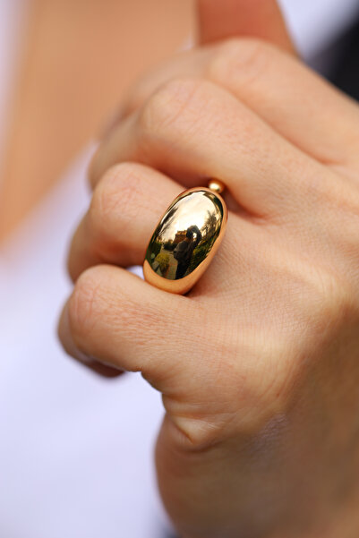 Yenigün Kuyumculuk 14 Ayar Altın Bombeli Oval Tasarım Yüzük