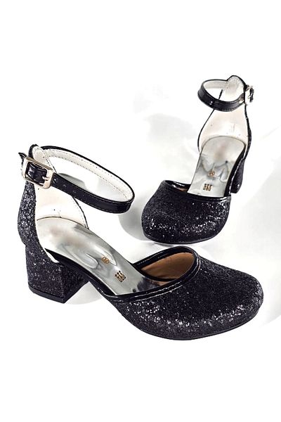 BDKButik Glitter Detailed Children's Heeled Evening Shoes - Short Heeled
