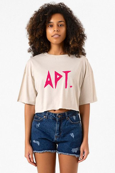Tshirthane Blackpink Apt Beige Women's Crop Tshirt