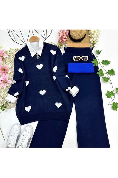 MODA VEDAT Women's Heart Detailed Knitwear Set