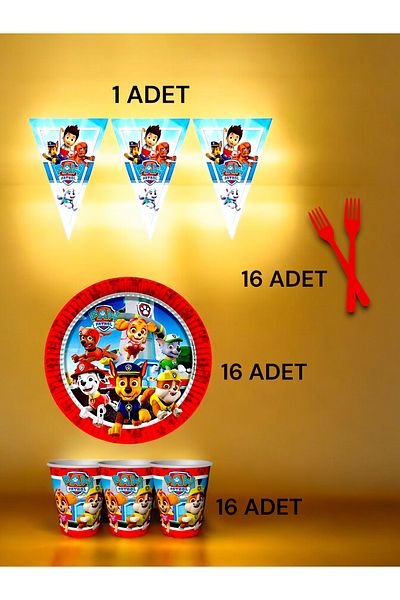 VibeHome Paw Patrol Themed S Pack for 16 - Birthday Party and Fun Events