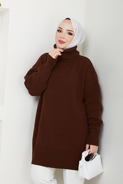 Pamuk Butik Дамски трикотажен пуловер с висока яка