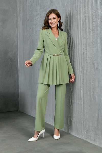 nodilife Women's Pleated Suit with Buckle Detail Fat Green