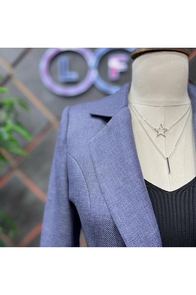 nodilife Buttoned Cashmere Women's Suit Gray Lilac