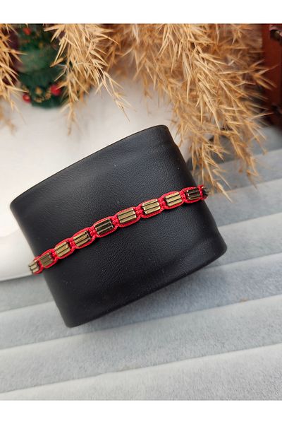 AURA Red Macrame Braid Handmade Natural Stone Bracelet