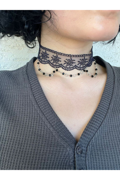 SHİNELİZE Gotik Siyah Dantelli Choker Kolye: Zamansız Zarafet ve Cesur Çekicilik