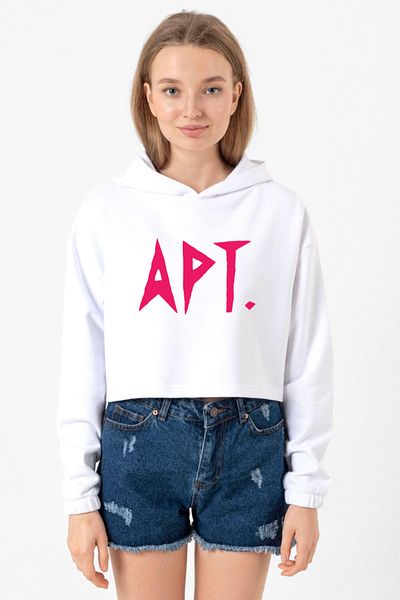 Tshirthane Blackpink Apt White Women's Crop Hooded Optical