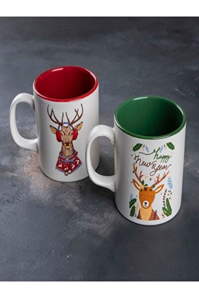 Kosova Yılbaşı Özel Keramika Kırmızı Veya Yeşil Kupa Noel Yeni Yıl