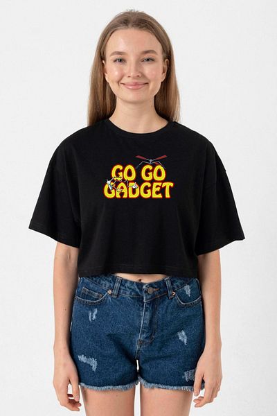 Tshirthane Inspector Gadget Go Go Gadget Black Women's Crop T-Shirt