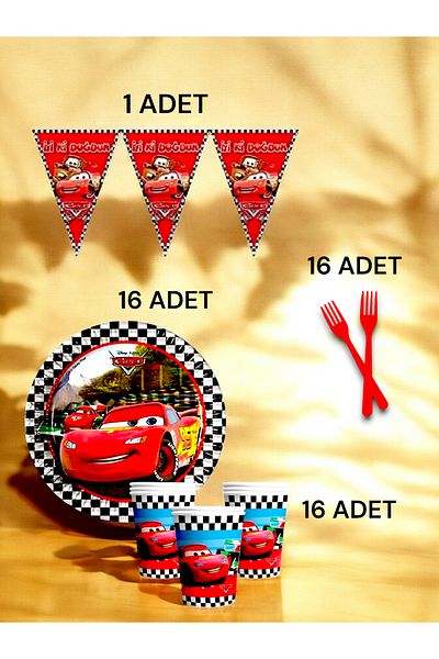 VibeHome 16 Person Cars Themed S Pack - Birthday Party and Fun Events