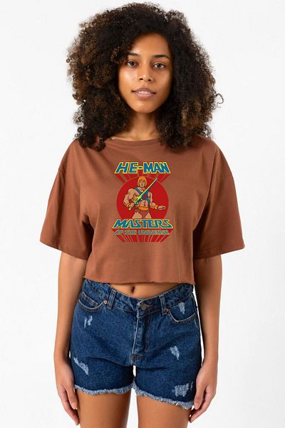 Tshirthane He Man Masters of the Universe Brown Women's Crop Tshirt