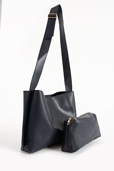 NBİBAGS Жіноча темно-синя м'яка сумка-шопер з довгими регульованими ручками