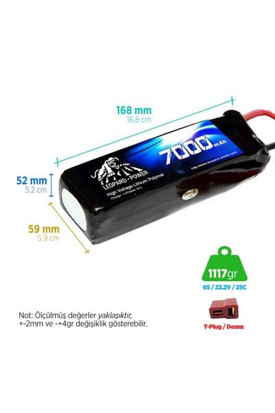 Leopard Power 7000 Mah 22.2v 6s 25c Lityum Polimer Lipo Batarya Pil