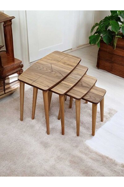 Babysoft Labirent Serisi 4lü Zigon Sehpa 1. Sınıf MDF Ceviz Kaplama