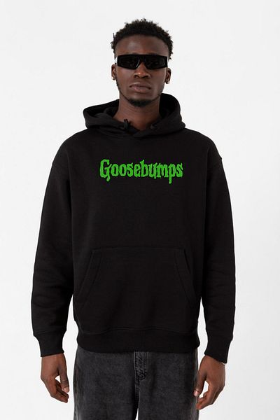 Tshirthane Мъжки суитшърт с качулка Goosebumps Lettern, черен, 3ip