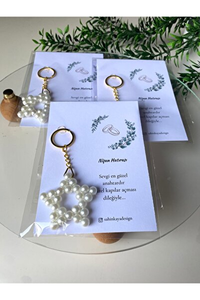 sahinkayadesign İnci Yıldız Anahtarlık Nişan Hatırası 30 Adet