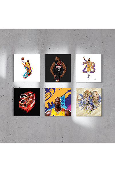 6 ADET NBA KANVAS TABLO 30X30 CM