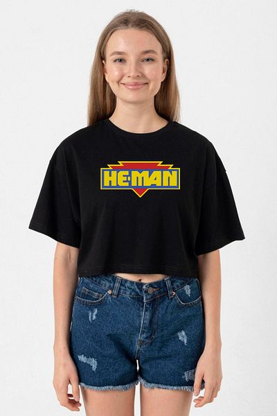 Tshirthane He Man Logo Black Women's Crop Tshirt