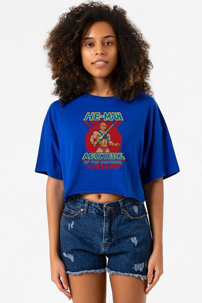 Tshirthane He Man Masters of the Universe Blue Women's Crop Tshirt