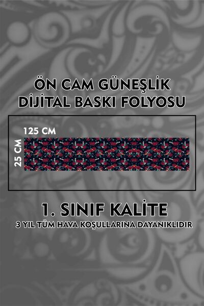 3M Gül Ön Cam Güneşlik Folyo / Dijital Baskı / Yapışkanlı Folyo / Araç Sticker