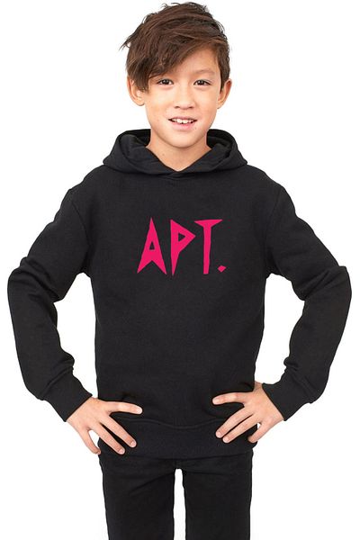 Tshirthane Blackpink Apt - Черен детски суичър с качулка 3ip