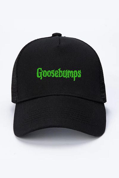 Tshirthane Черна мрежеста шапка с букви Goosebumps