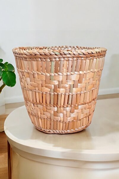 afralya home Hasır Bambu Büyük Saksı / Yıkanabilir Saksı / Doğal Saksı / Çiçe...