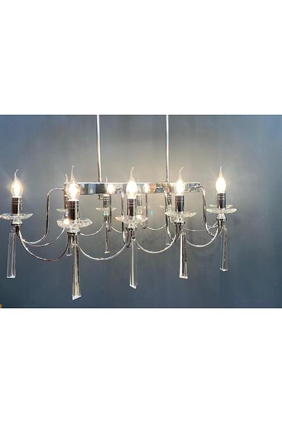 yıldırımavize 10-Piece Countess Dining Table - Chandelier Is Chrome, Full Assembly