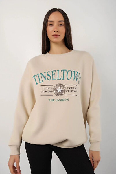 Wish BF Γυναικείο φούτερ Tinseltown με τύπωμα Crew Neck oversized