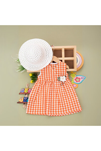 babyist Kız Bebek Pitikare Desenli Aksesuarlı Elbise